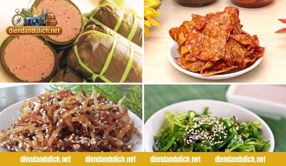 Hình ảnh các đặc sản khô và quà tặng được đóng gói chuyên nghiệp, giúp du khách có thêm kinh nghiệm lựa chọn và thưởng thức đúng điệu