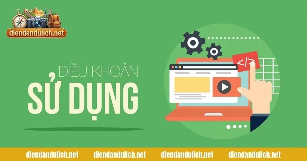 Hình ảnh khái niệm điều khoản sử dụng với biểu tượng người dùng đọc văn bản quy định trên nền xanh chuyên nghiệp