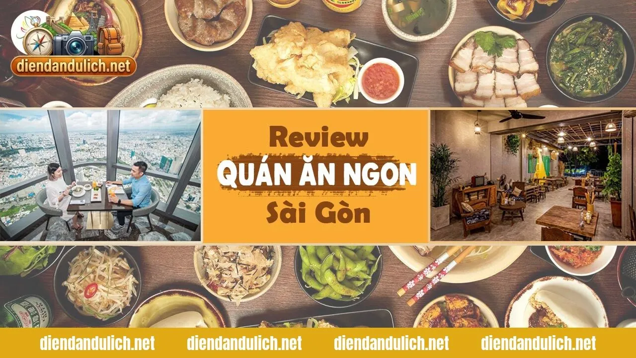 Hình ảnh bảng hiệu và không gian quán ăn đặc trưng tại Sài Gòn, giúp người dùng có thêm kinh nghiệm lựa chọn địa điểm ăn uống phù hợp
