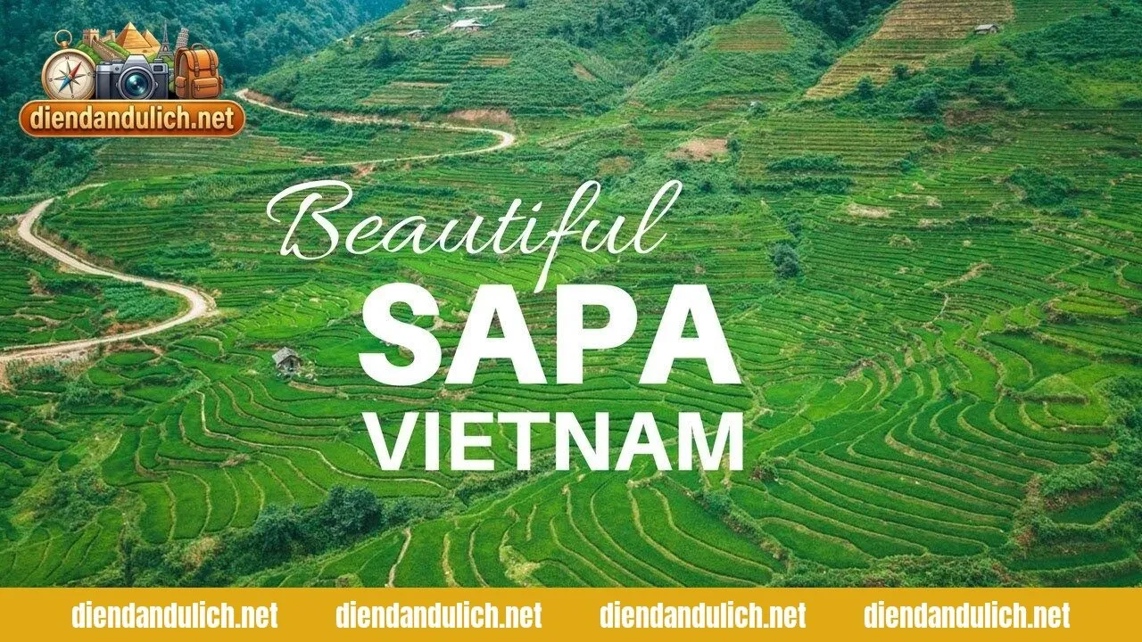 Toàn cảnh thị trấn Sapa mờ ảo trong sương sớm với những nếp nhà đặc trưng, điểm khởi đầu hoàn hảo cho lịch trình du lịch 4 ngày 3 đêm chi tiết