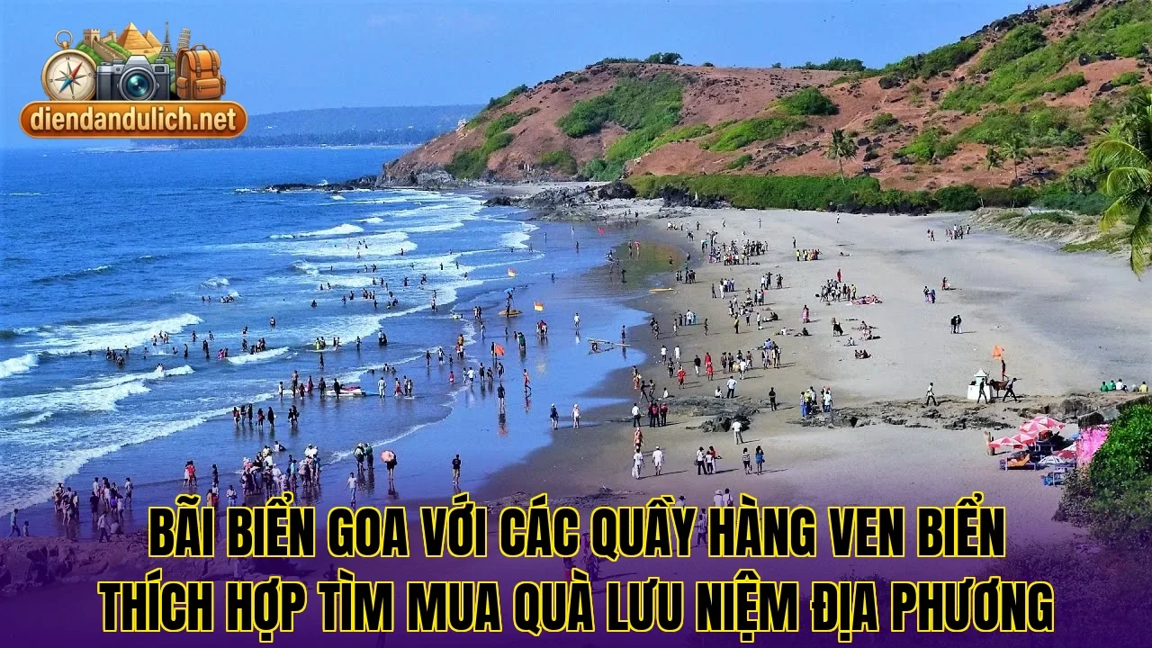 Bãi biển Goa với các quầy hàng ven biển thích hợp tìm mua quà lưu niệm địa phương